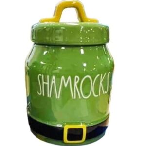Rae Dunn Green Shamrocks Jar Canister